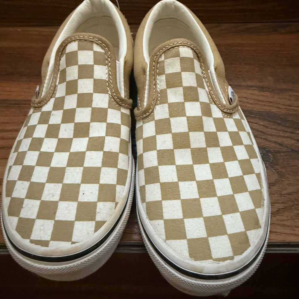 Beige Checkered Vans kids 1.5